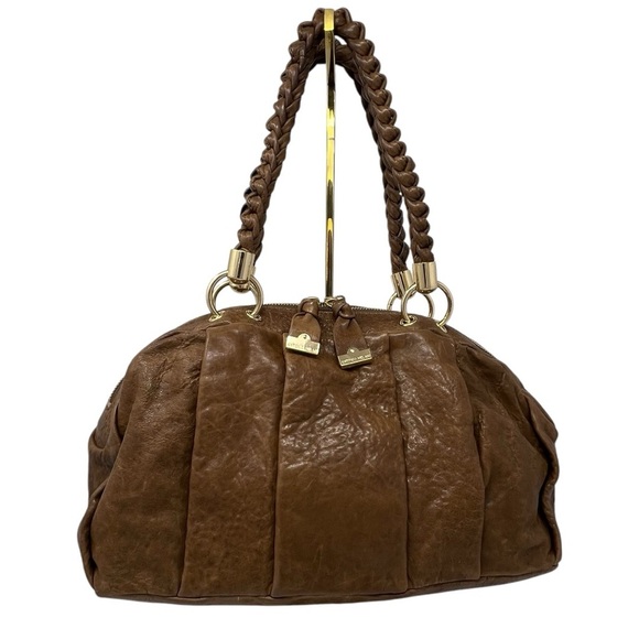 Antonio Melani Brown Leather Braided Handles Hobo Bag / Hobo - Picture 12 of 12